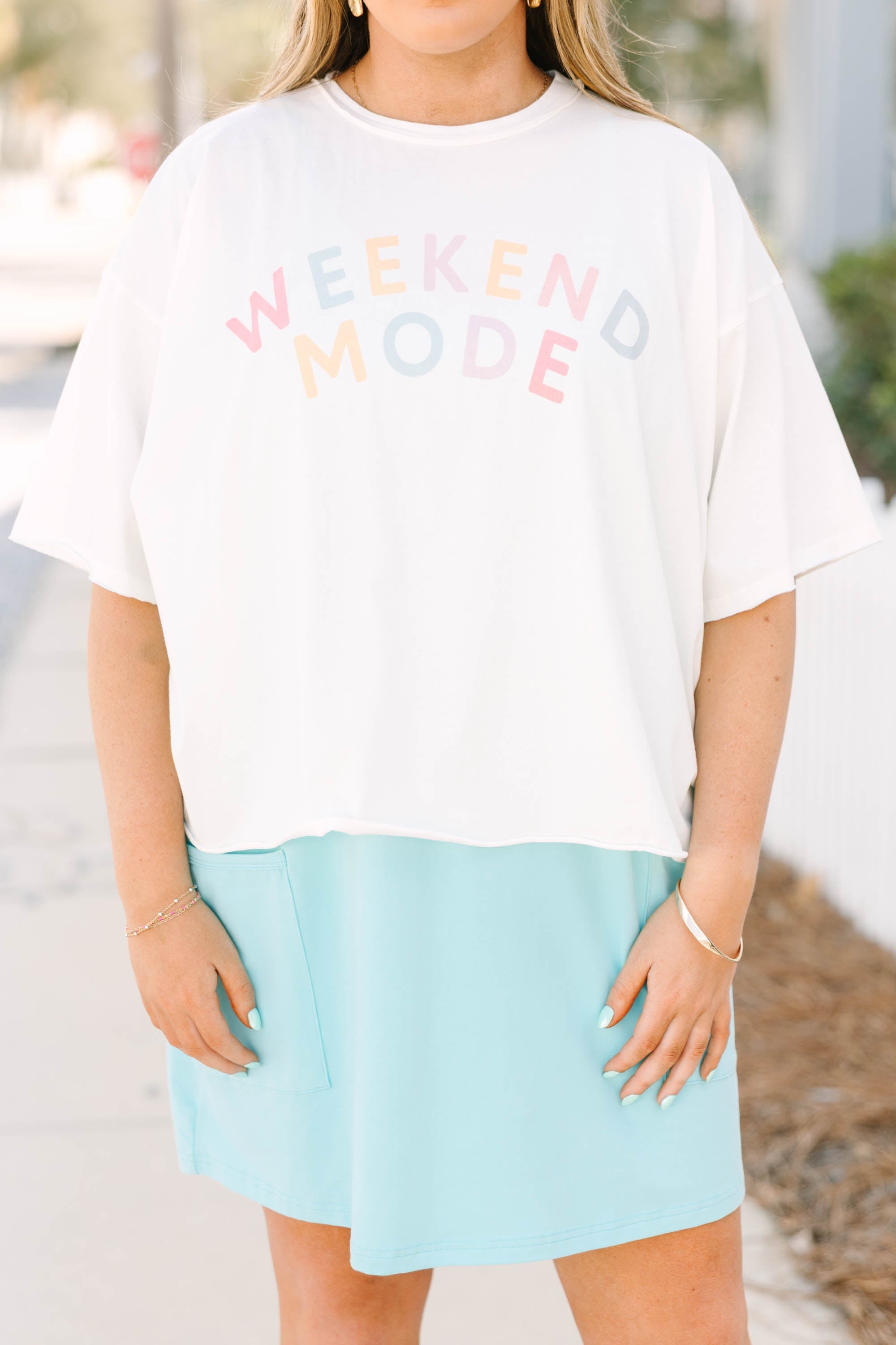 Weekend Mode Vintage Wash Tee, White