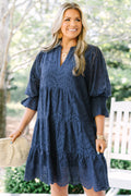 What You Know Dress, Navy Embroidery