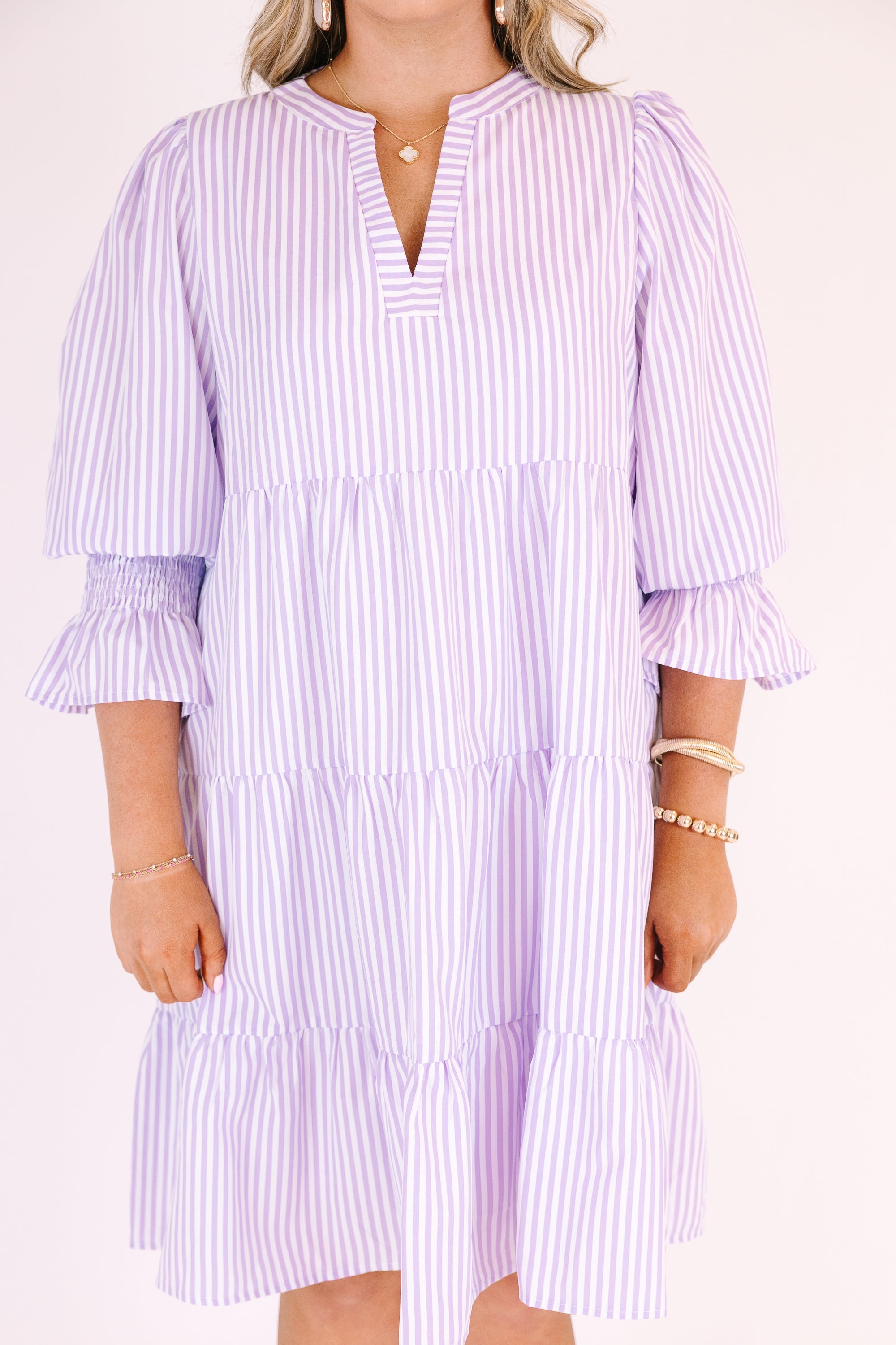 What You Know Dress, Purple Stripe