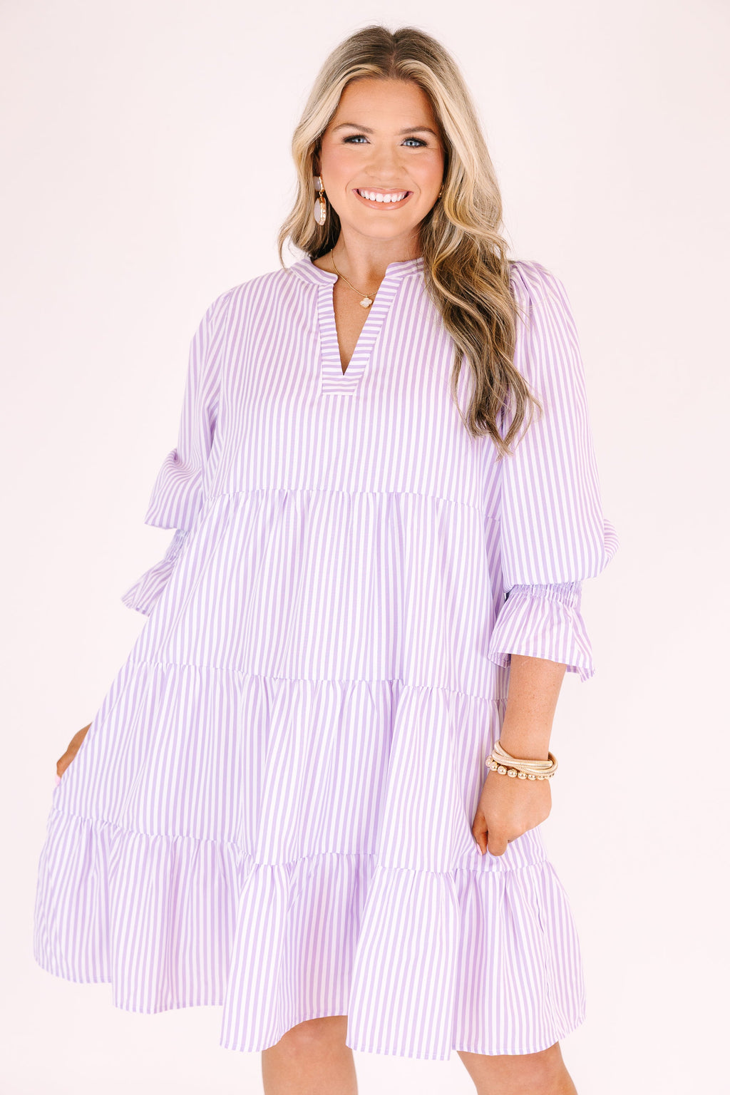What You Know Dress, Purple Stripe