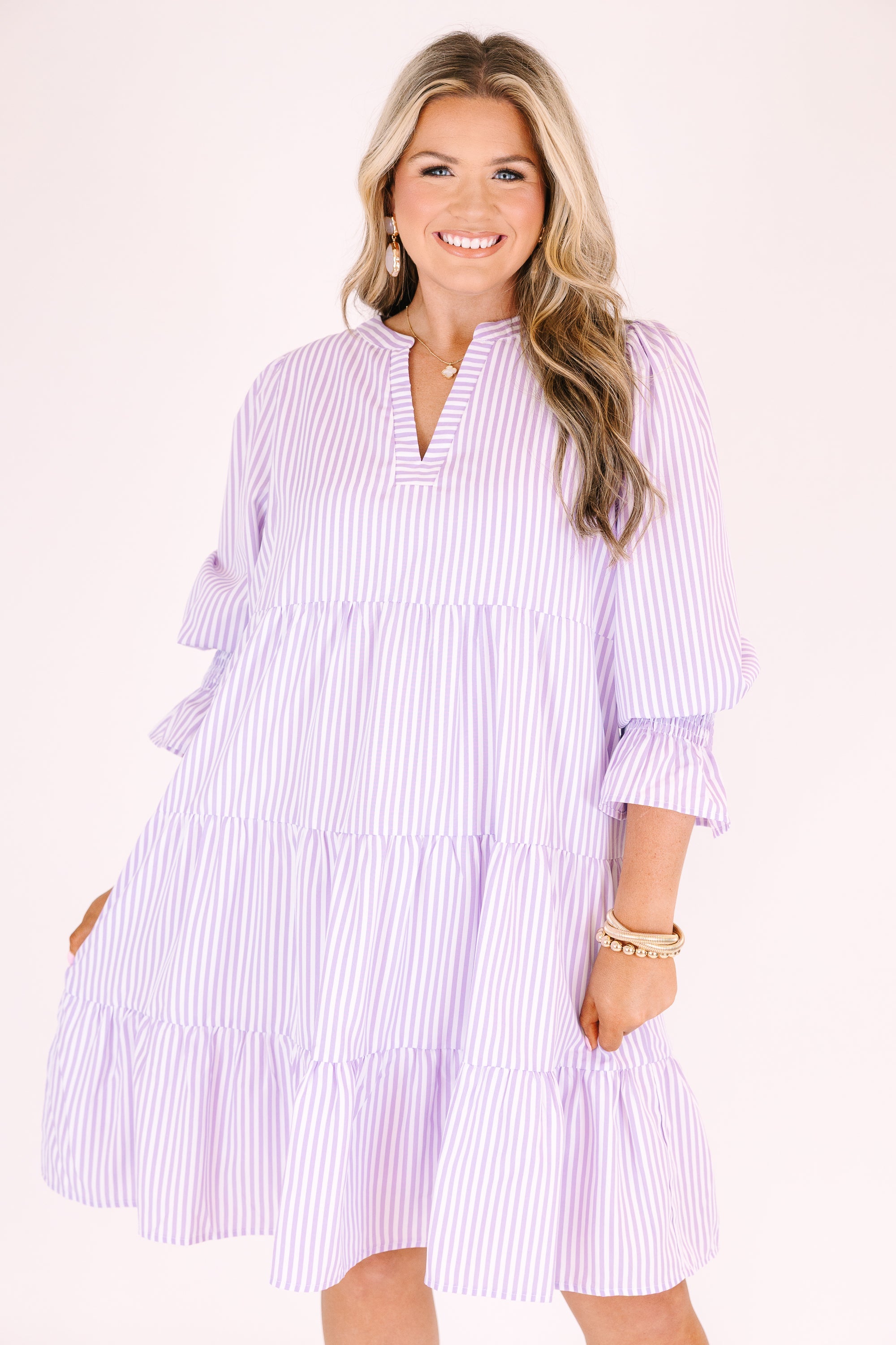 What You Know Dress, Purple Stripe