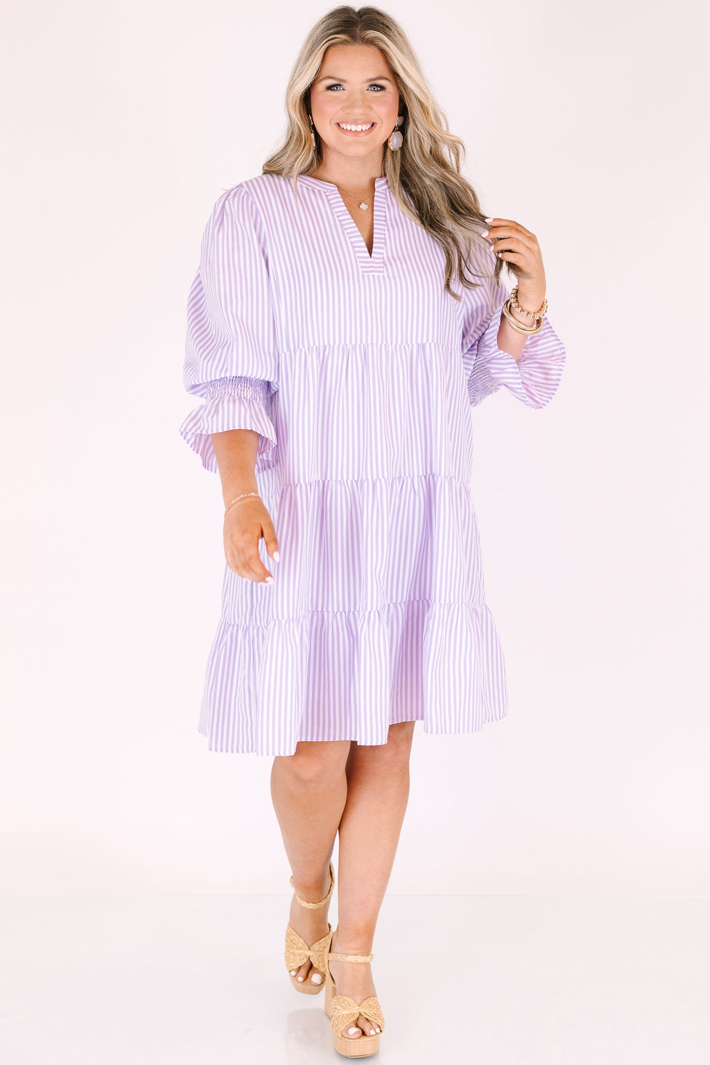 What You Know Dress, Purple Stripe