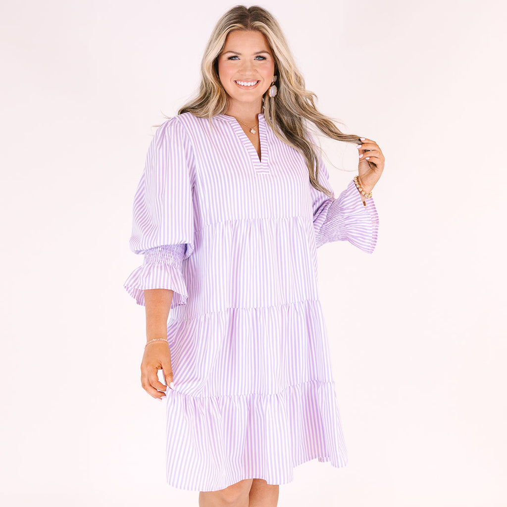 What You Know Dress, Purple Stripe