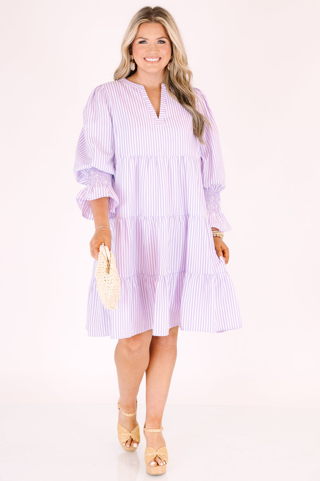 What You Know Dress, Purple Stripe