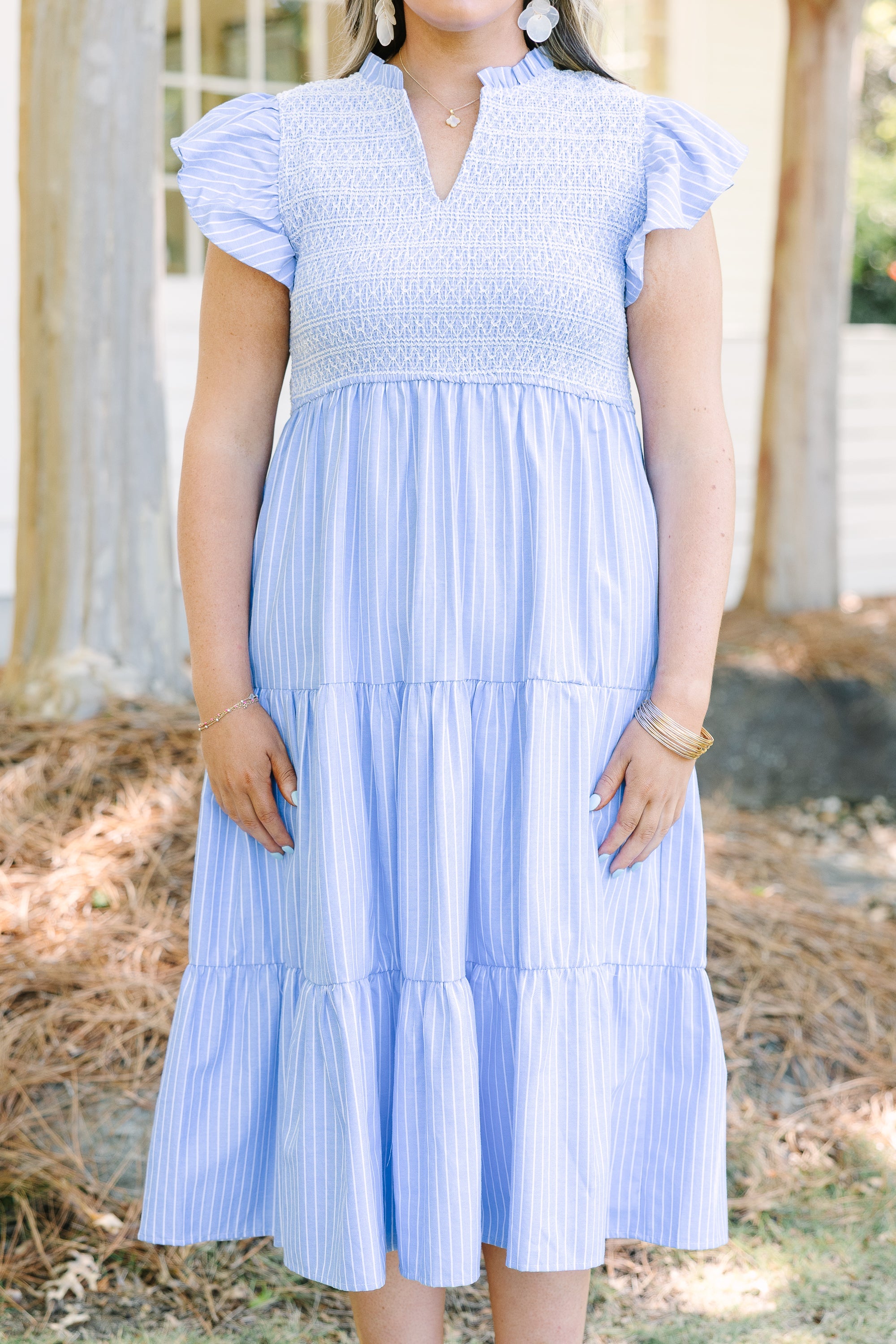 Where Our Story Begins Dress, Blue Stripe