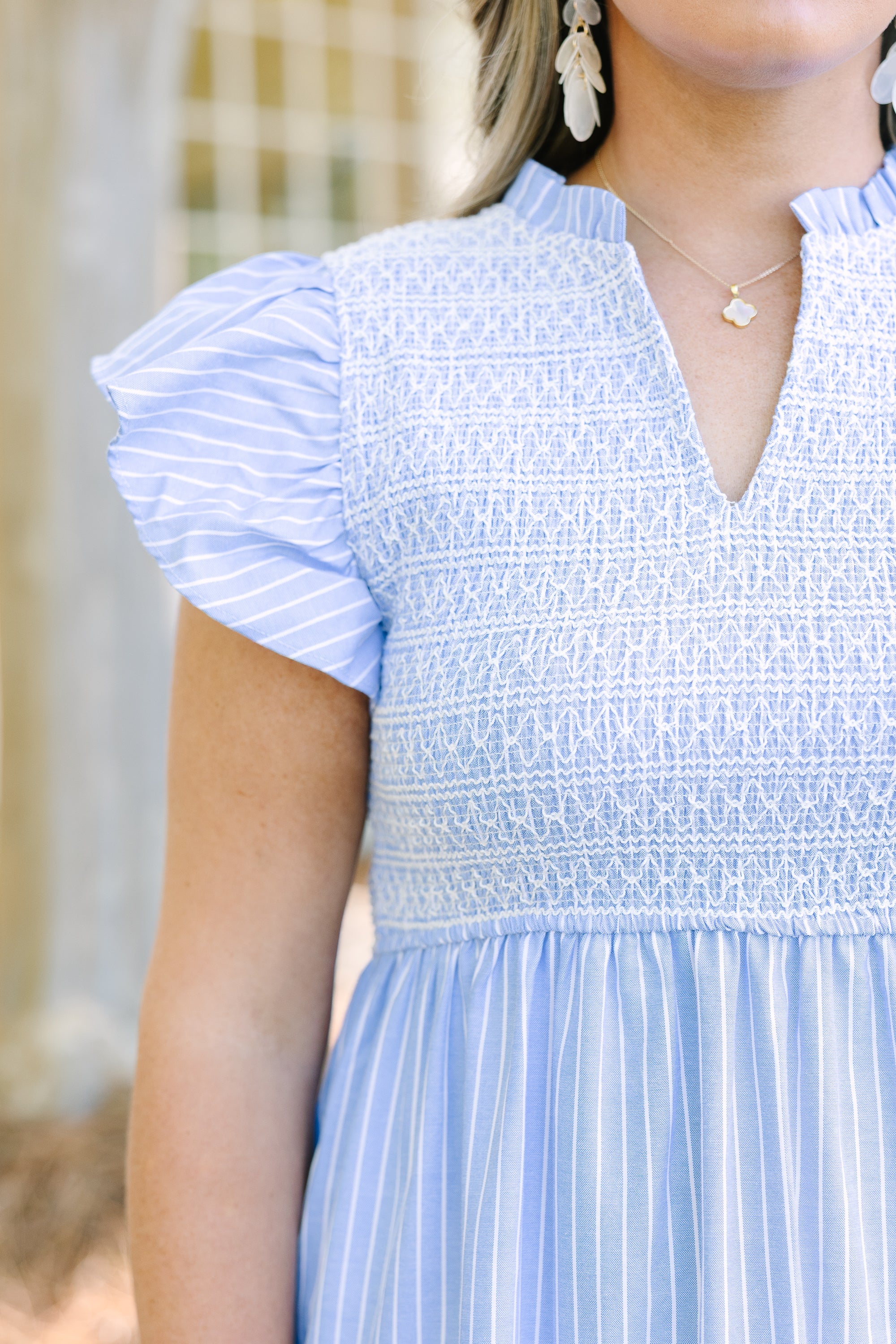 Where Our Story Begins Dress, Blue Stripe