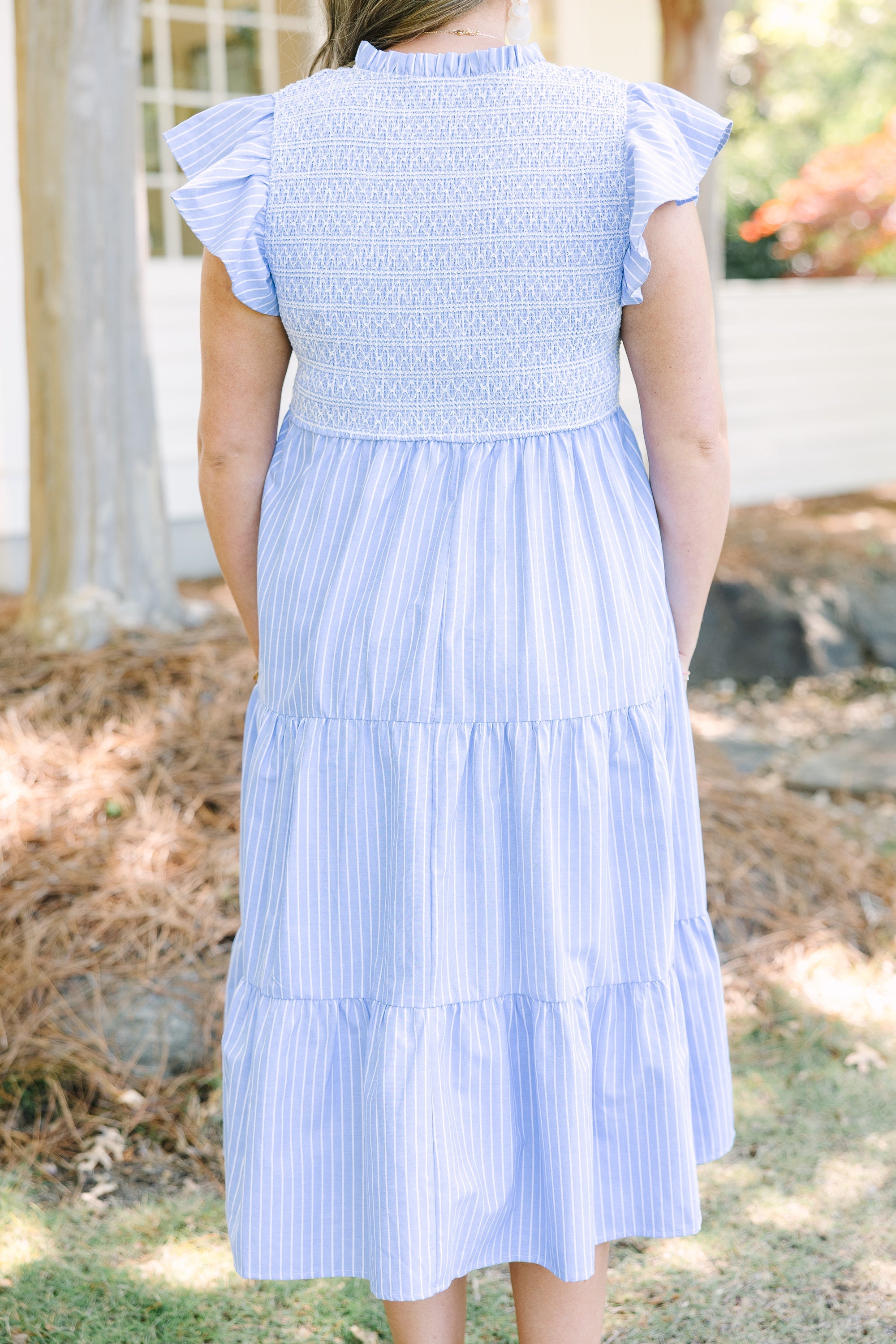 Where Our Story Begins Dress, Blue Stripe