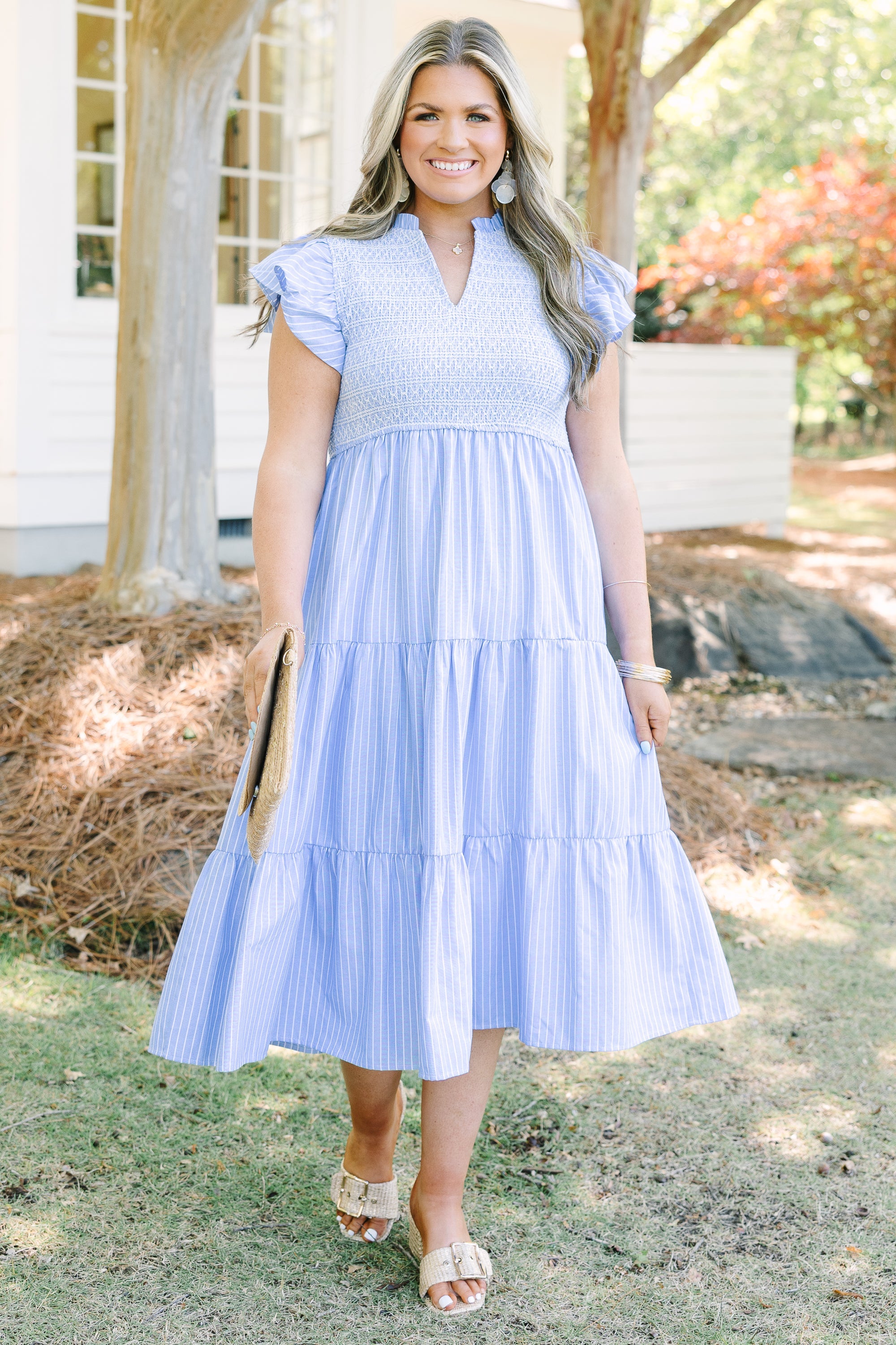 Where Our Story Begins Dress, Blue Stripe