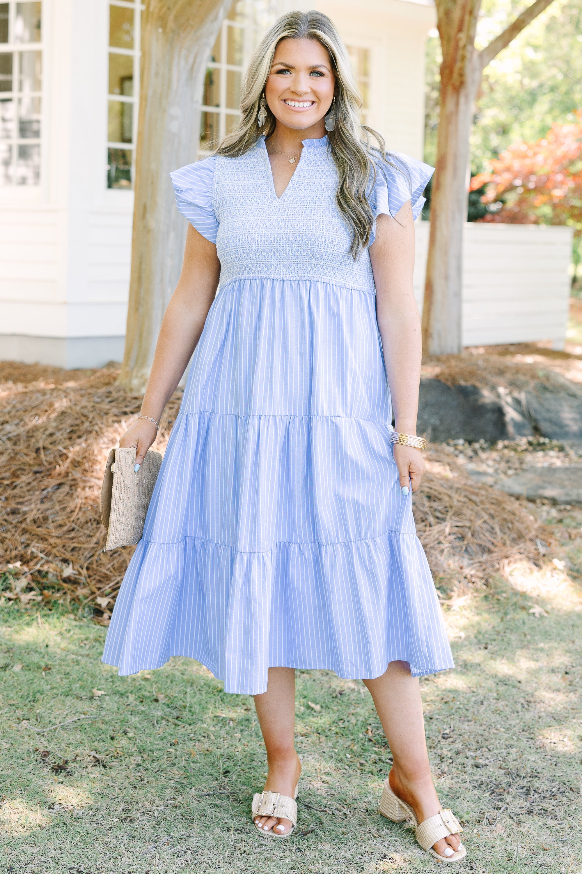 Where Our Story Begins Dress, Blue Stripe