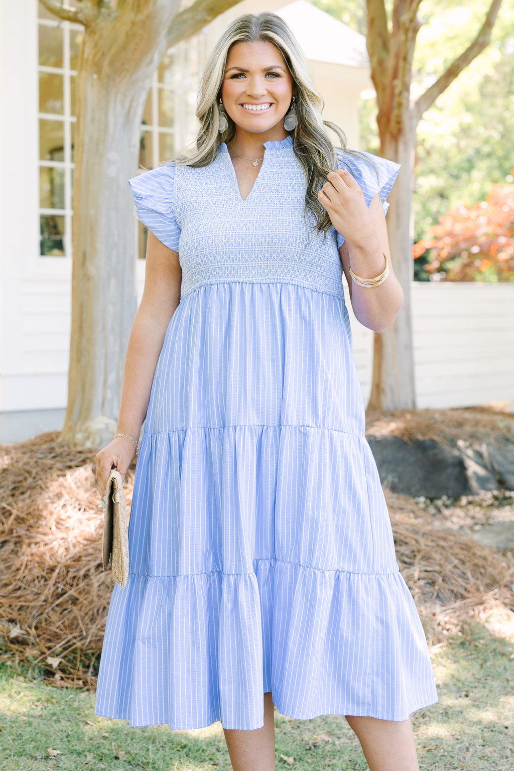 Where Our Story Begins Dress, Blue Stripe