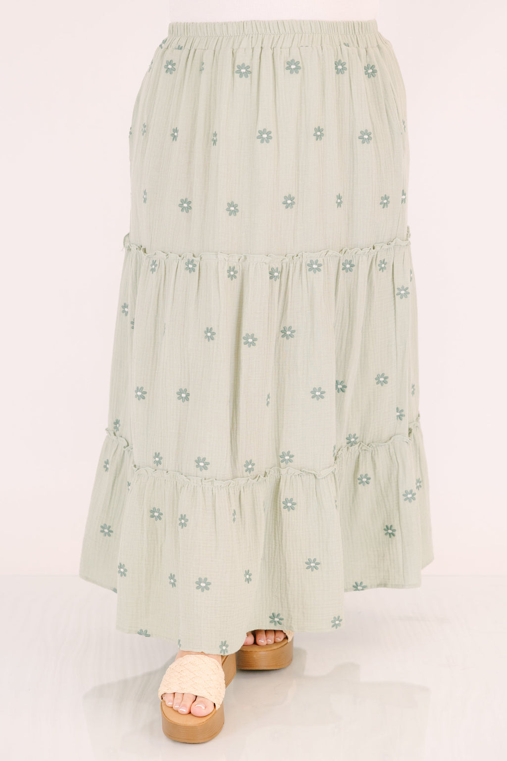 Whimsical Woman Maxi Skirt, Green