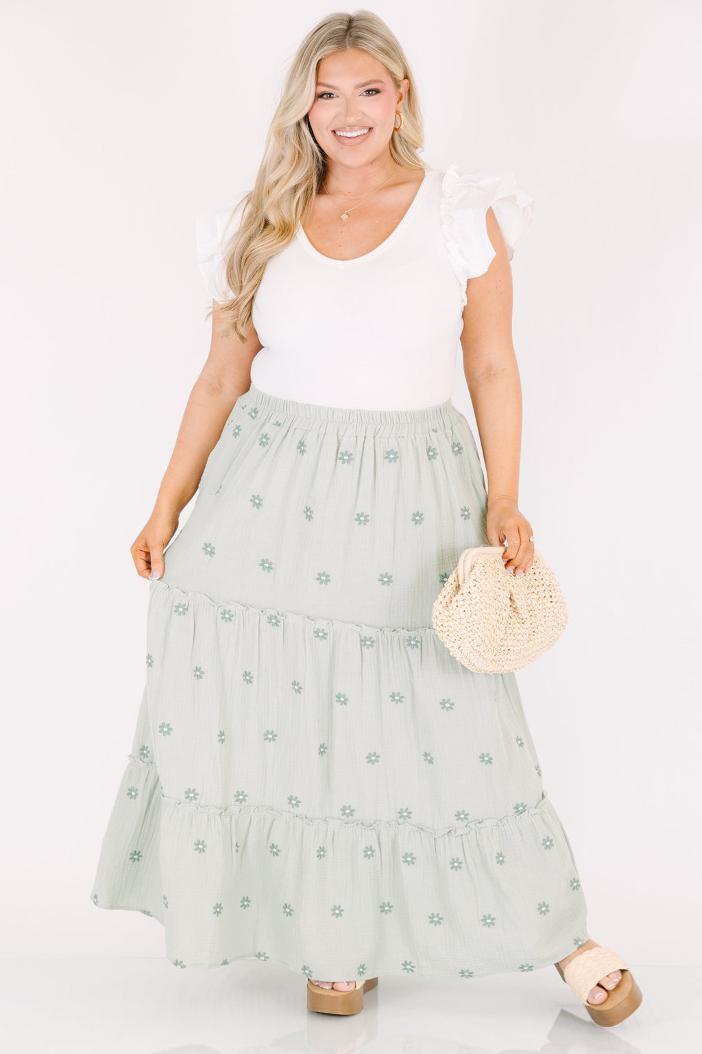 Whimsical Woman Maxi Skirt, Green