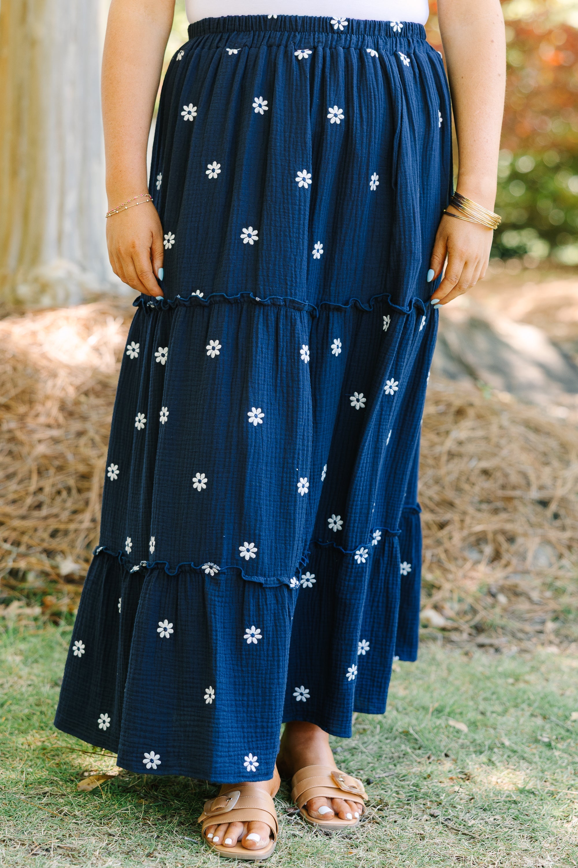 Whimsical Woman Maxi Skirt, Navy