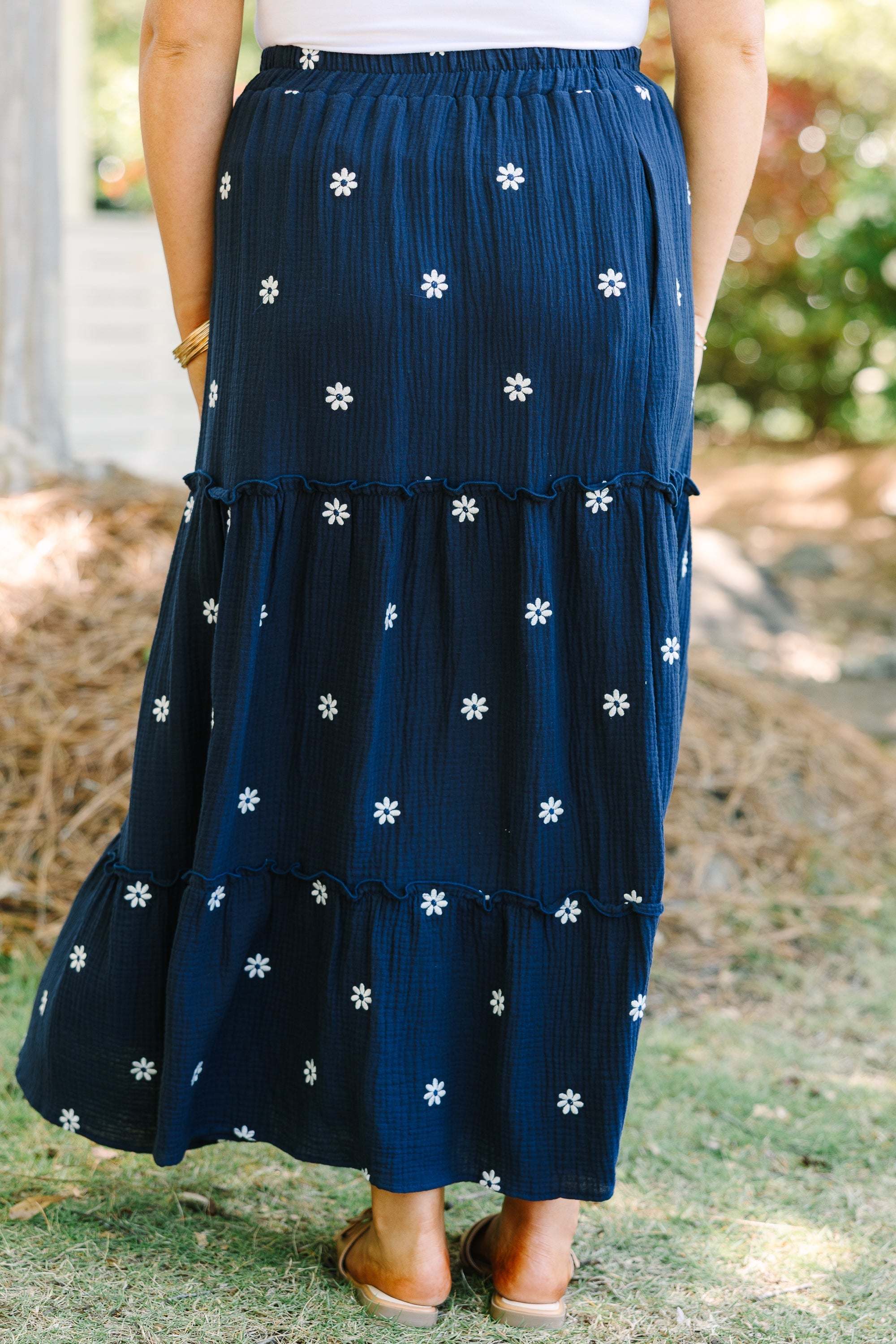 Whimsical Woman Maxi Skirt, Navy
