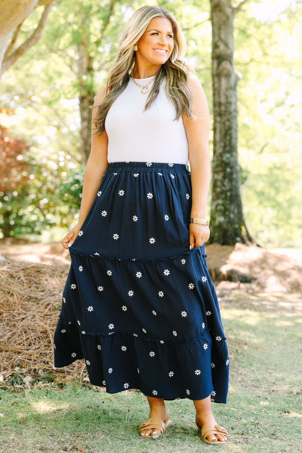 Whimsical Woman Maxi Skirt, Navy