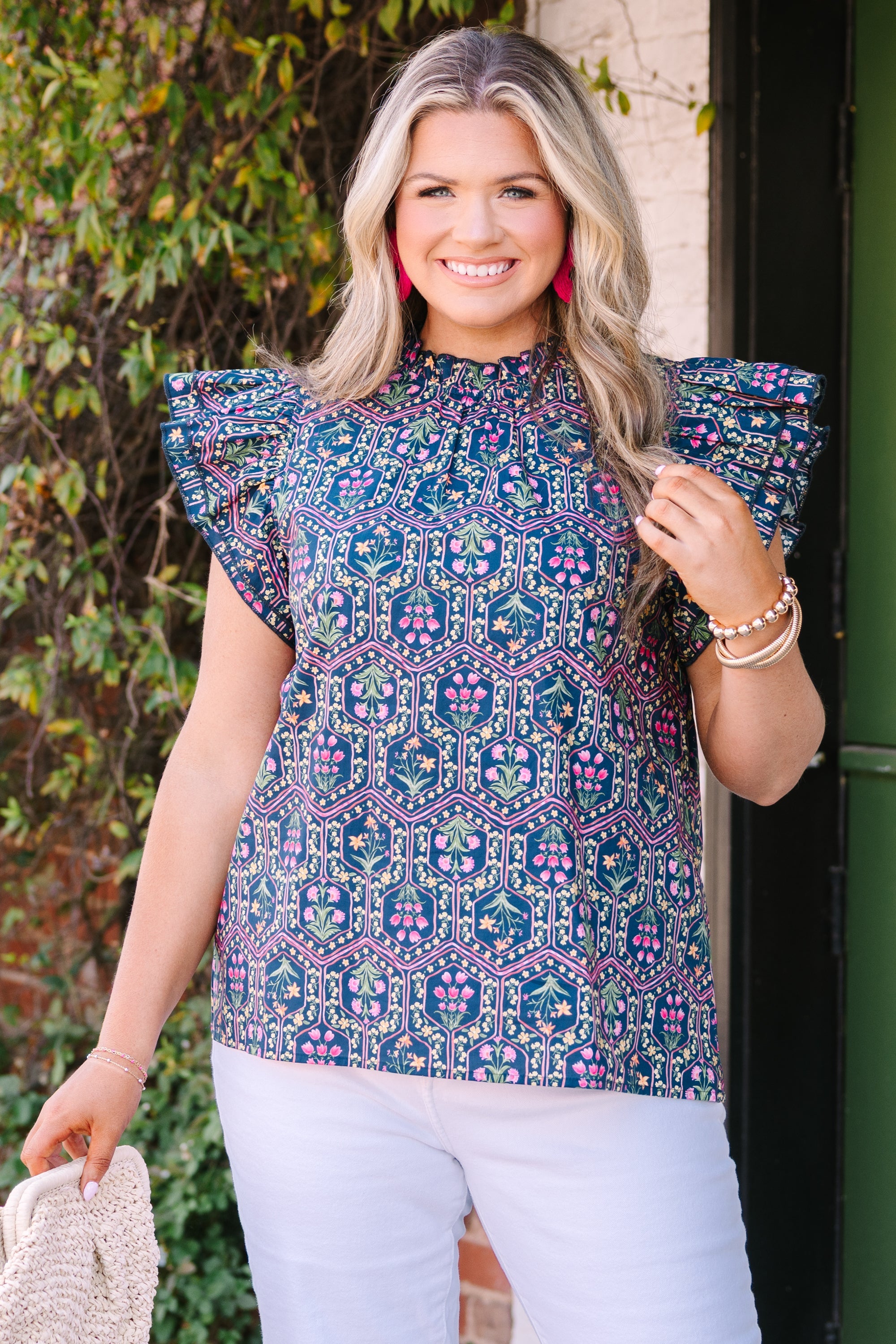 Whirlwind Passion Top, Navy Floral