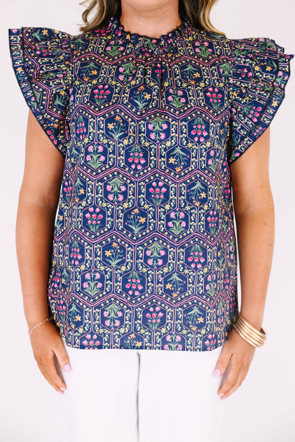 Whirlwind Passion Top, Navy Floral