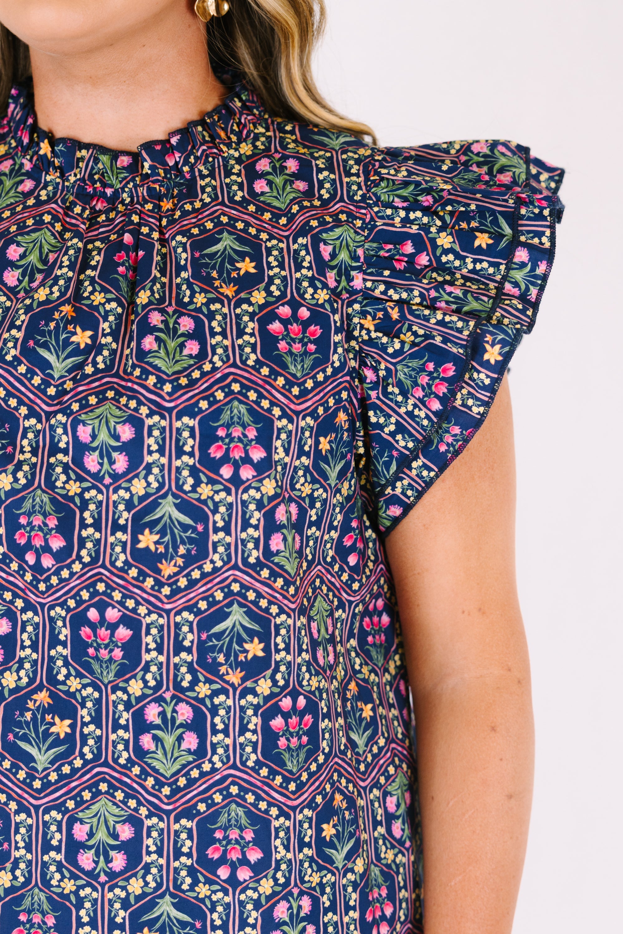 Whirlwind Passion Top, Navy Floral