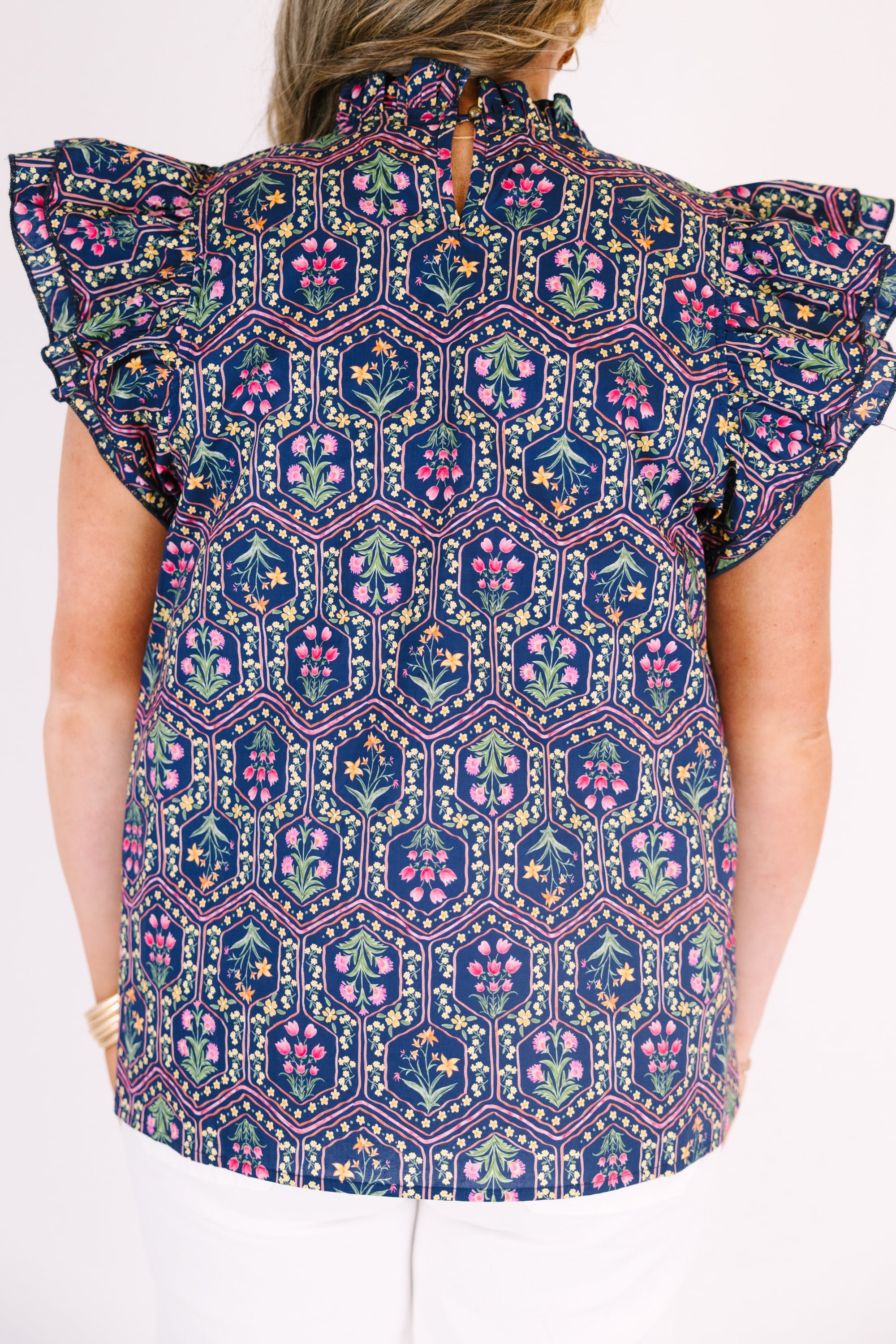 Whirlwind Passion Top, Navy Floral