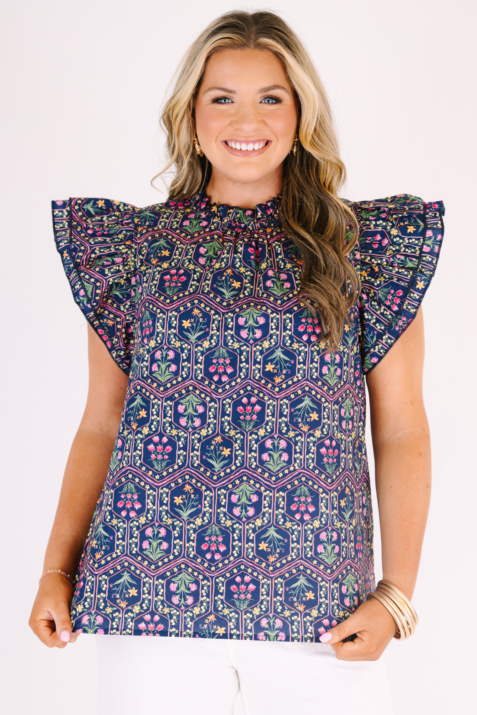 Whirlwind Passion Top, Navy Floral