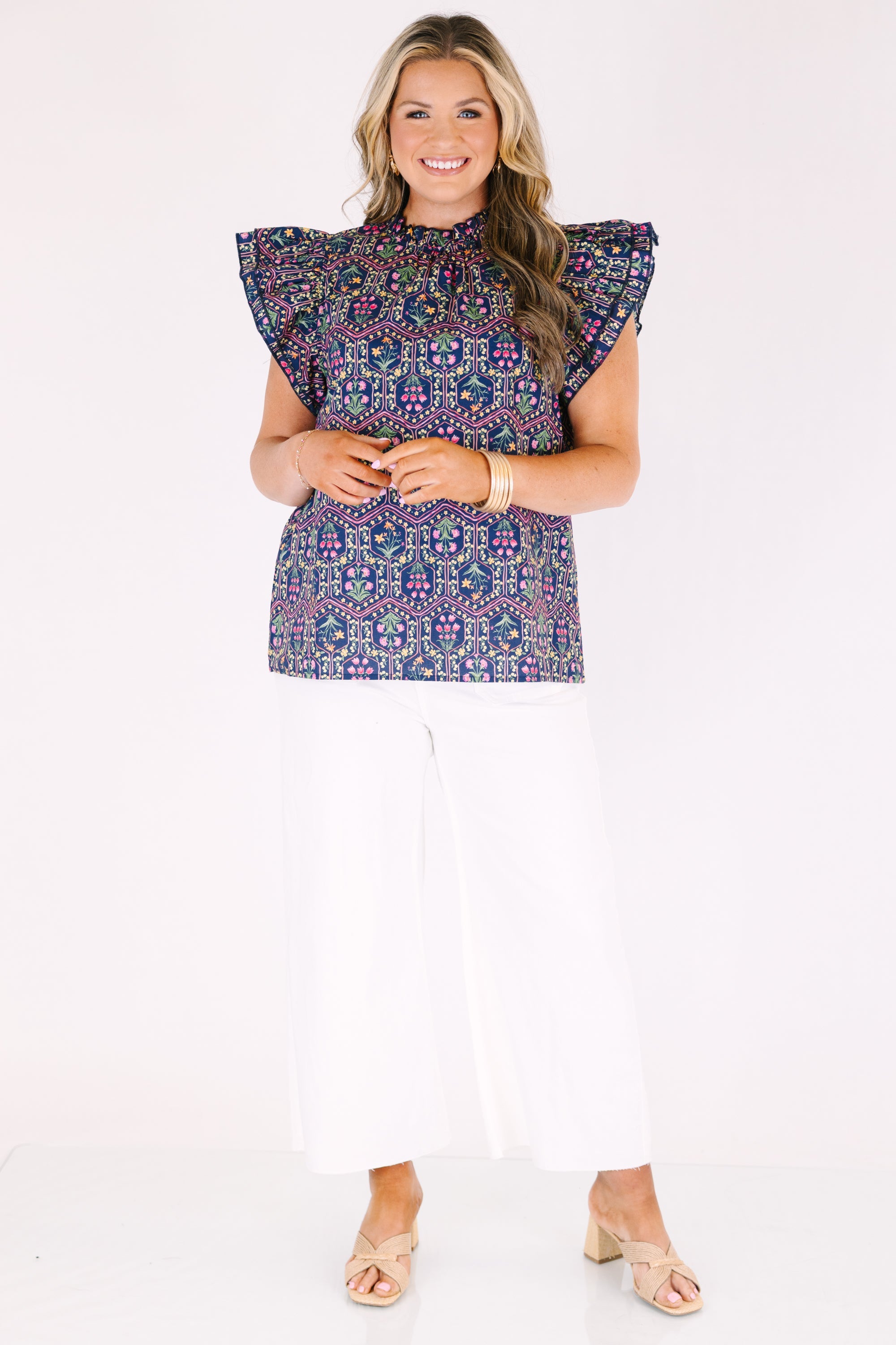Whirlwind Passion Top, Navy Floral