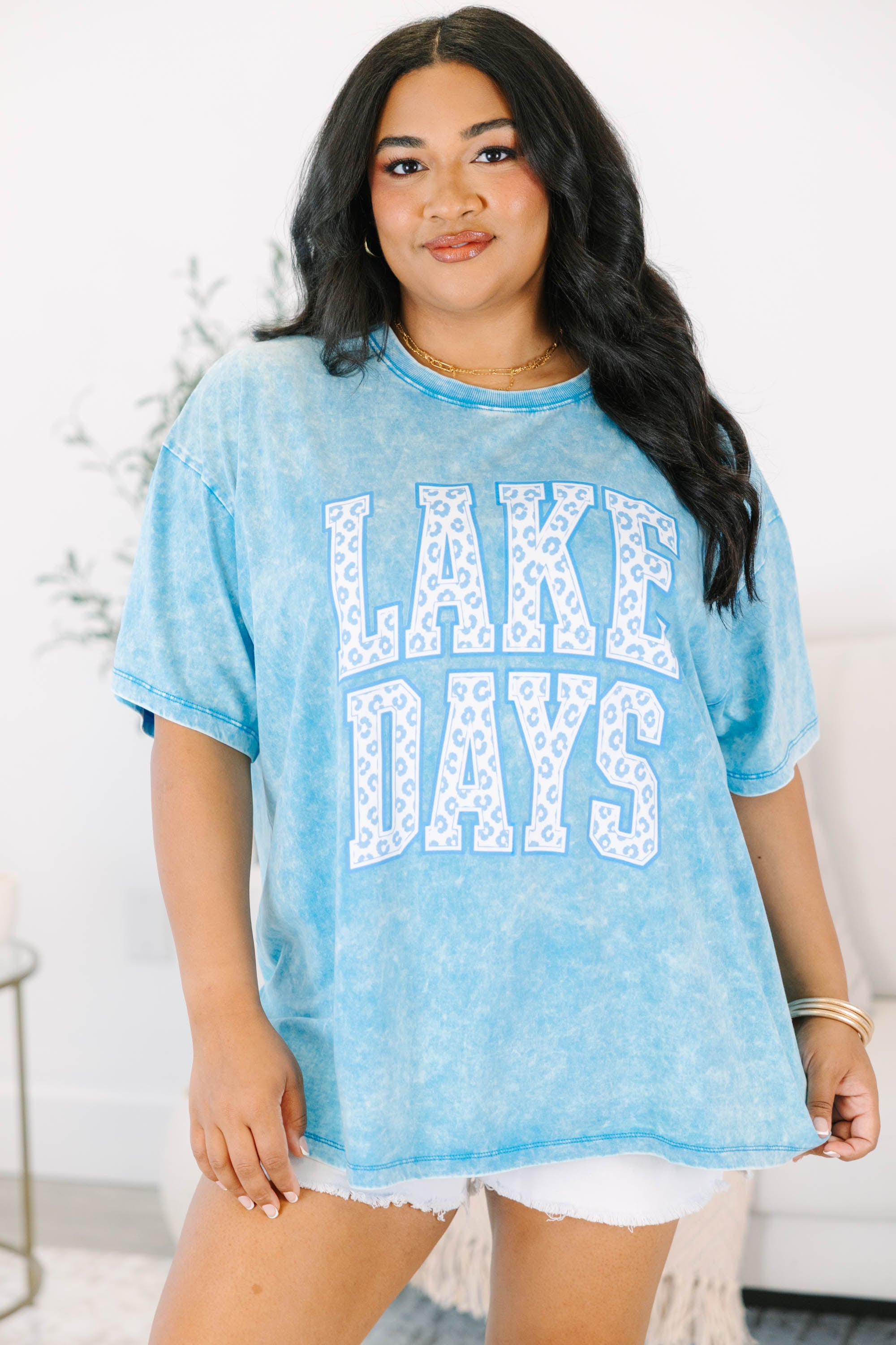 Wild Lake Days Acid Wash Relaxed Tee, Deep Sky