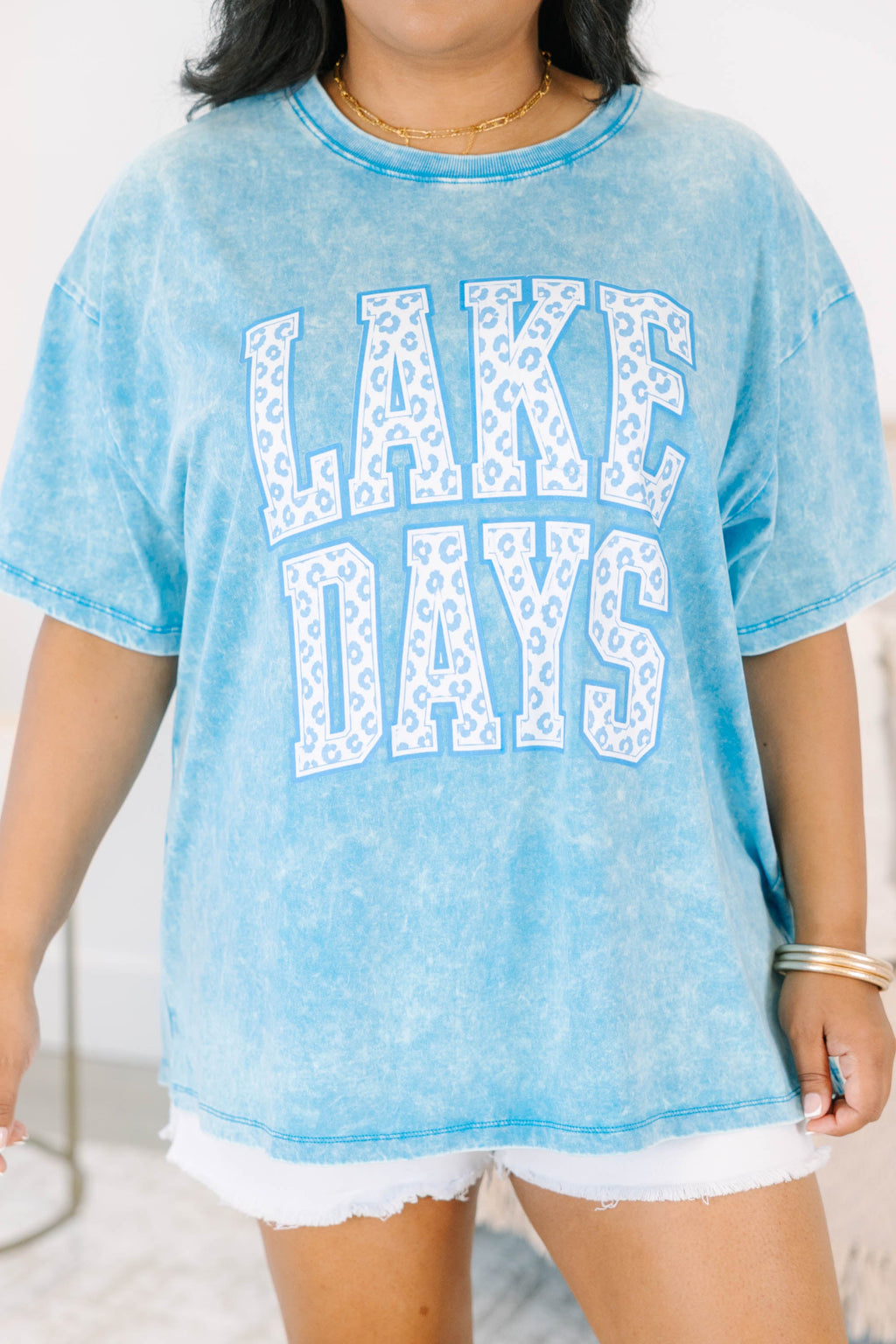 Wild Lake Days Acid Wash Relaxed Tee, Deep Sky