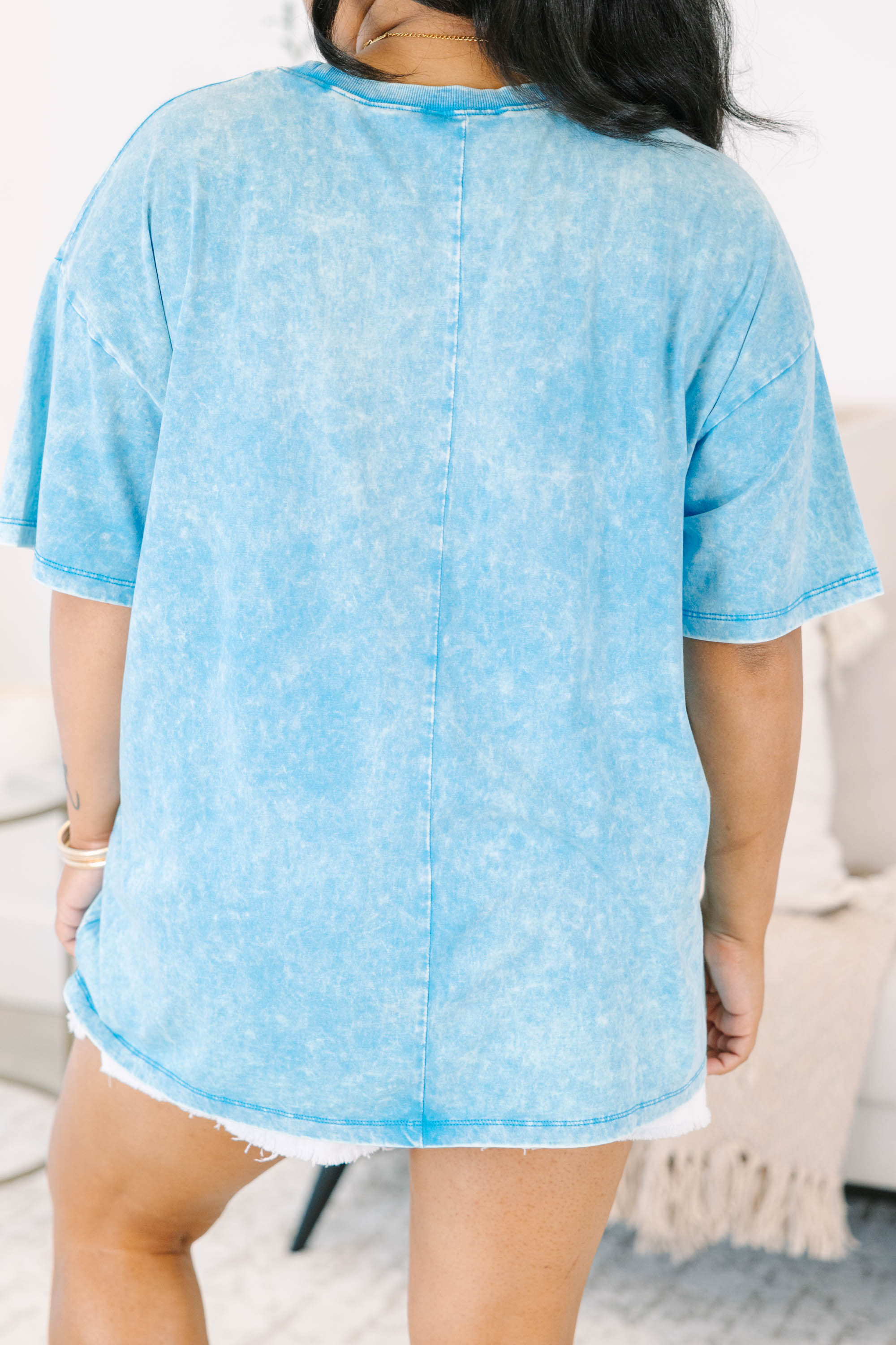 Wild Lake Days Acid Wash Relaxed Tee, Deep Sky