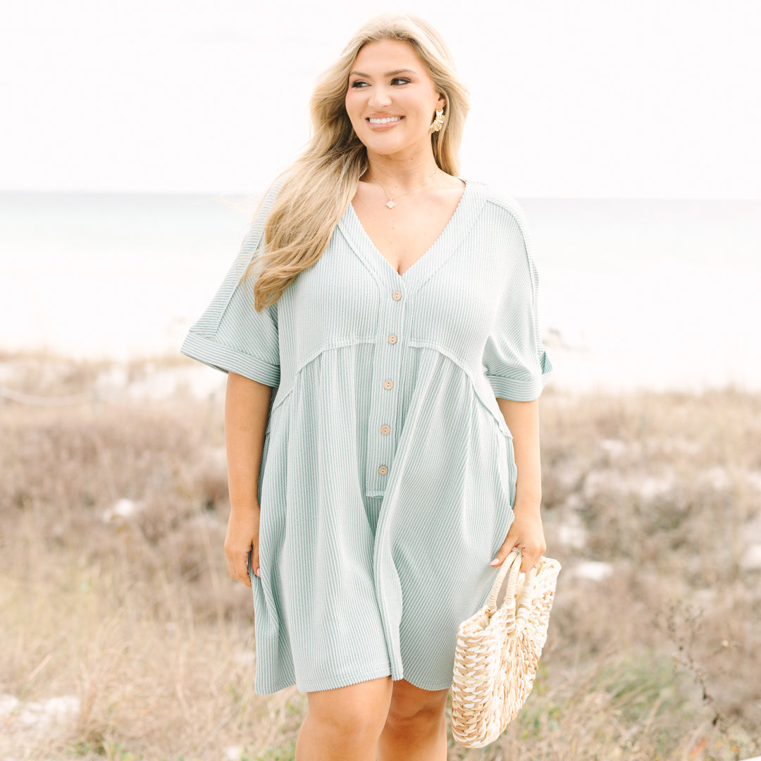 Wind Down Romper, Dusty Sage