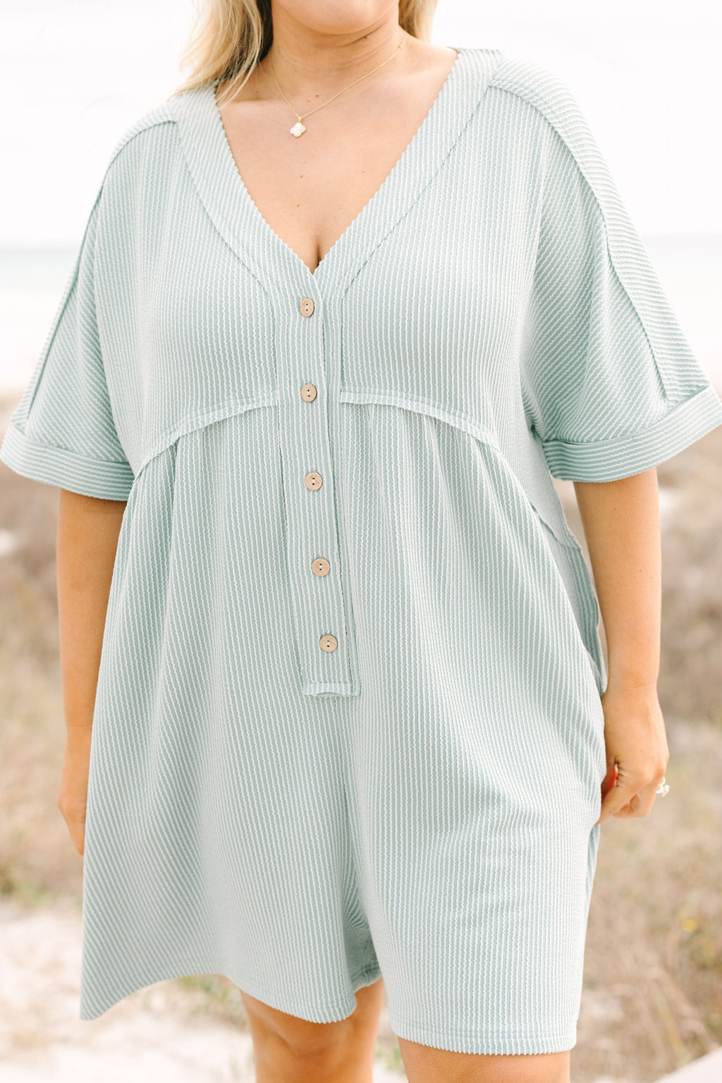 Wind Down Romper, Dusty Sage