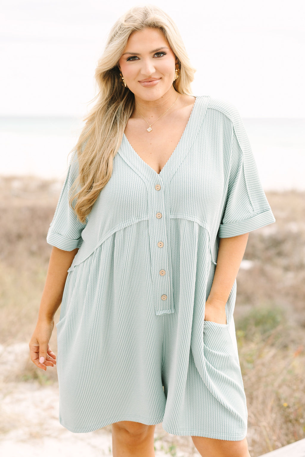 Wind Down Romper, Dusty Sage